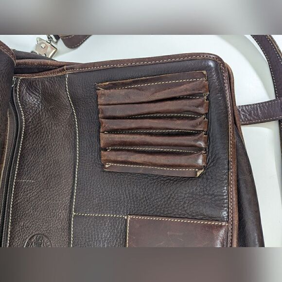 Vintage Messenger Laptop Bag, Roots brown leather Bag Rare Vintage - Picture 6 of 9